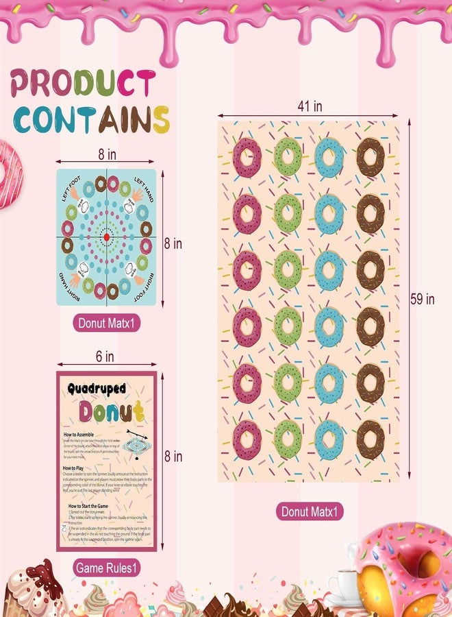 Drydiet Donut Party Game with 59 x 41 Inches Donut Mat Spinner Quadruped Piñata Decorations Candy Spa Party Game Sleepover Girls - Image 2